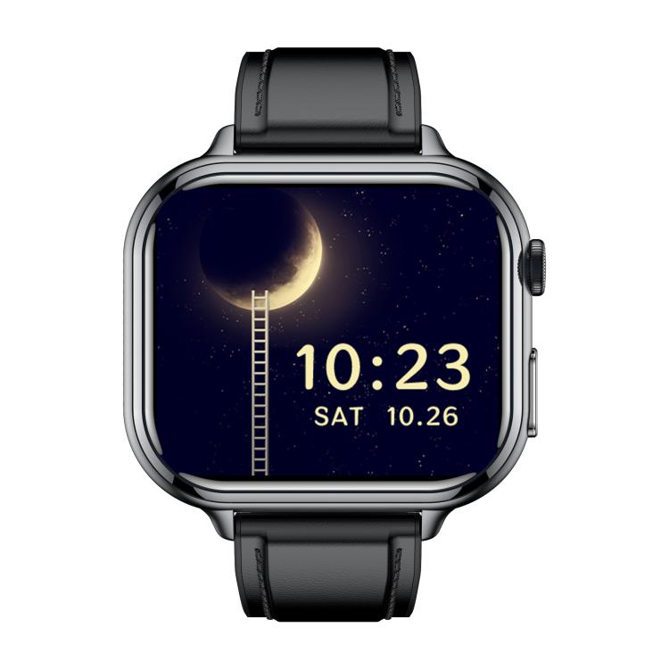 Reloj Inteligente Tk17 con Correa de Cuero y Pantalla Horizontal 1,91" (Negro)