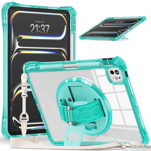 Funda Híbrida TPU para iPad Pro 11 (2024) con Soporte Giratorio y Agarre (Verde Claro)