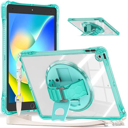 Funda híbrida TPU Transparente con Soporte Giratorio para iPad 10.2 (2021/2020/2019) (Verde Claro)