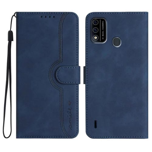 Funda de Piel para Teléfono Itel A48 con Diseño de Corazón (Azul Real)