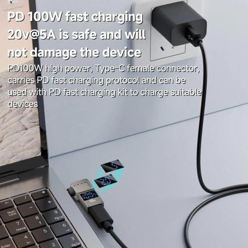 Adaptador de Pantalla Digital Tipo C a CC 5,5 x 2,5 mm para Carga de Computadora 100 W