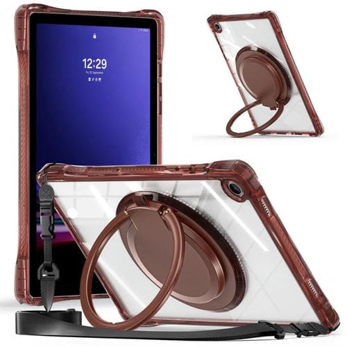 Funda híbrida TPU Samsung Galaxy Tab A9+ Asa Anillo Giratorio (Chocolate)