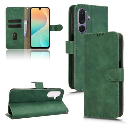 Funda de cuero con tapa magnética y tacto suave para Samsung Galaxy M36 5G (verde)