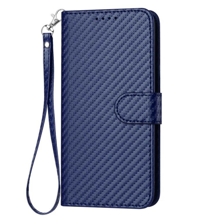 Funda de Cuero con Hebilla de Fibra de Carbono para Itel S25 Yx0070 con Cordón (Azul Real)