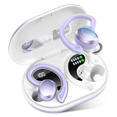 Auriculares inalámbricos Bluetooth Q38 con pantalla digital Led montados en la oreja (Púrpura)