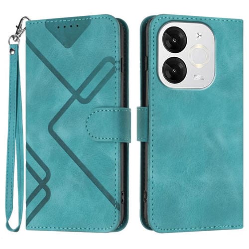 Funda Piel Sintética Itel A80 Diseño de Líneas (Azul Claro)