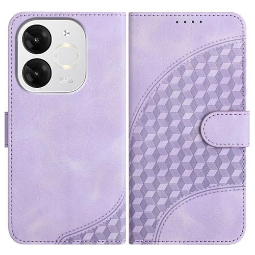 Funda de Cuero con Relieve Cabeza de Elefante para Itel A80 con Cordón (Morado Claro)