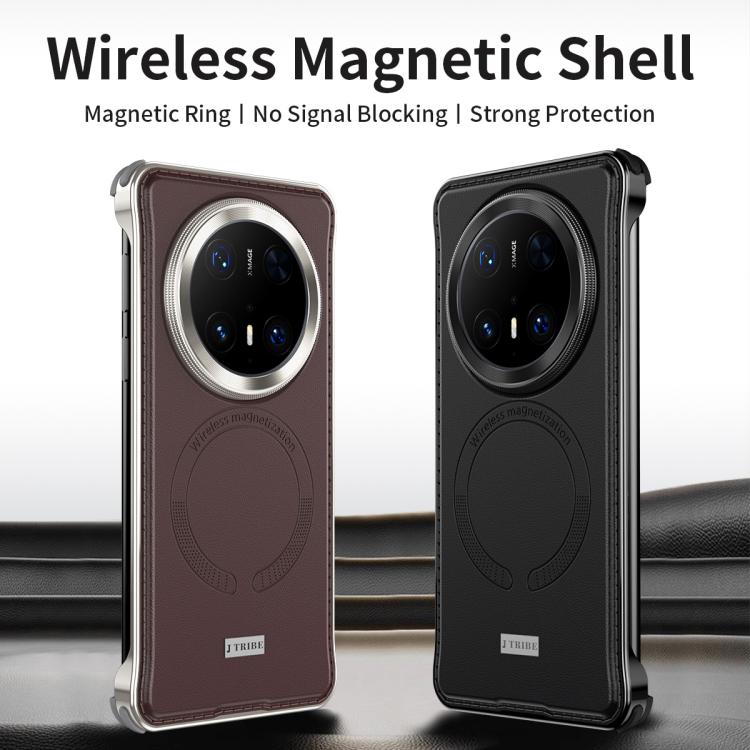 Funda de Cuero Magsafe para Huawei Mate 70 Pro (Negra) sin Marco de Metal