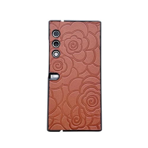 Funda Protectora para Honor V con Estampado de Camelia y Cartera (Marrón)