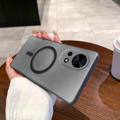 Funda para Teléfono Huawei Nova 12 Pro con Orificio Fino y Protección Niebla Hielo Magsafe (Transparente Negra)