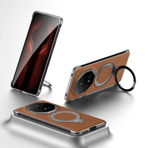 Funda para Teléfono Huawei Mate 70 Rs Ultimate con Soporte Magnético Magsafe de Cuero Sulada (Marrón)