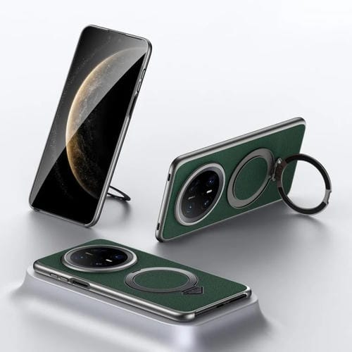 Funda para Teléfono Huawei Mate 70 Pro y Mate 70 Pro+ con Soporte Magnético Magsafe de Cuero (Verde)