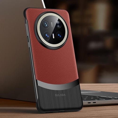 Funda híbrida PC con cuero de vaca sin marco para Huawei Mate 70 Pro / Mate 70 Pro+ (Rojo)