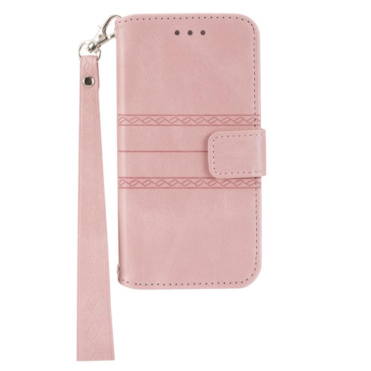 Funda de piel con textura de rayas en relieve para Samsung Galaxy S25 FE 5G (rosa)