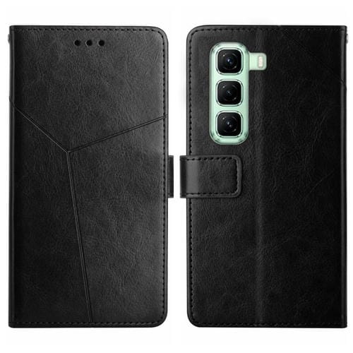 Funda de Cuero con Tapa y Patrón en Forma de Y para Infinix Hot 50 5G (Negro)