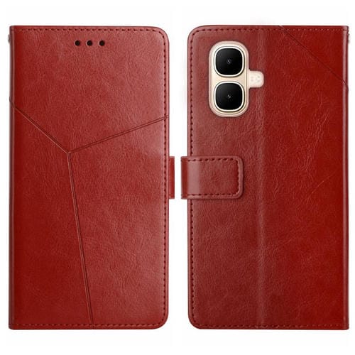 Funda de cuero con tapa en forma de Y para Infinix Smart 10 4G / Tecno Pop 10 (marrón)