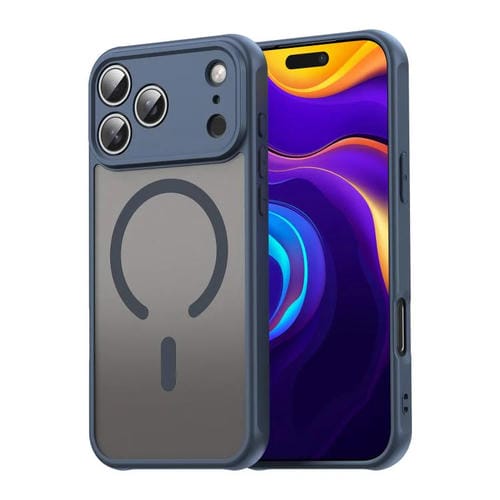 Funda híbrida de TPU y PC esmerilada Magsafe para iPhone 17 Pro Max Fan Dun Series (azul)