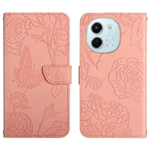 Funda de Cuero con Tapa con Relieve Mariposa para Tecno Spark 30 5G (Rosa)