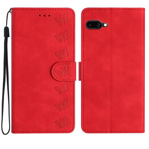 Funda de Cuero con Relieve de Siete Mariposas para Google Pixel 9A (Rojo)