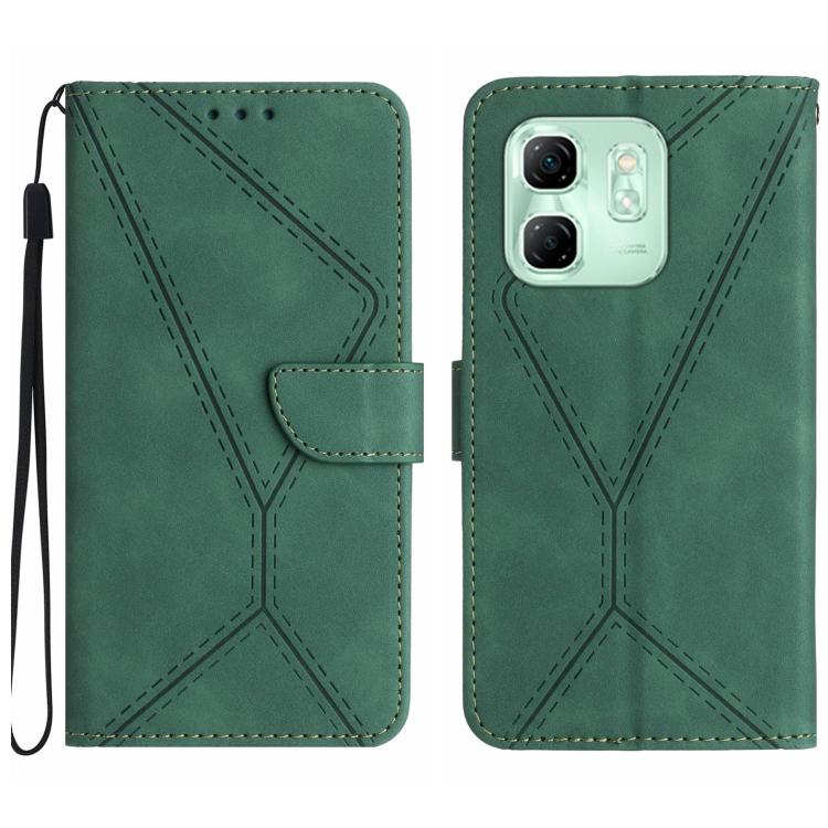 Funda de Cuero con Relieve y Costuras para Infinix Hot 50I 4G (Verde)