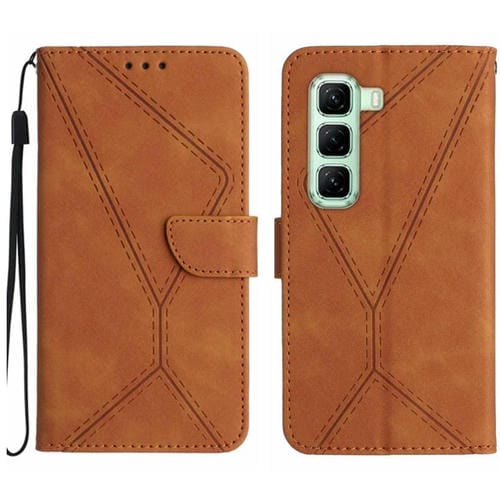 Funda de Cuero con Relieve y Costuras para Teléfono Infinix Hot 50 5G (Marrón)