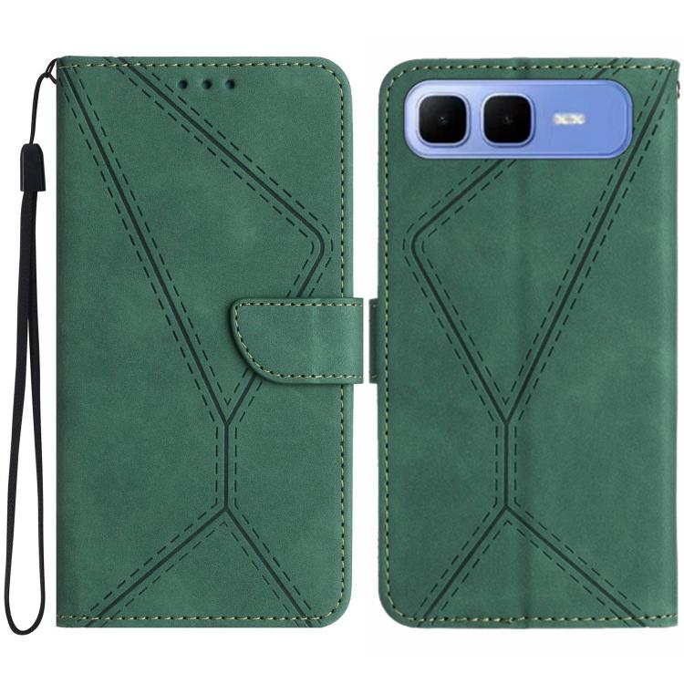 Funda de cuero con relieve y costuras para Infinix Smart 10 Plus 4G (verde)