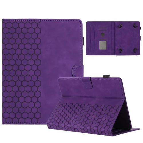 Funda para Tableta Inteligente Cuero Relieve Panal 7 Pulgadas (Morado)