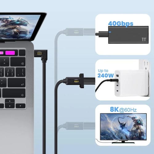 Cable de Extensión Panel Fijo USB4 Tipo C Hembra a Tipo C Hembra con Tornillo de Oreja 0,6 m