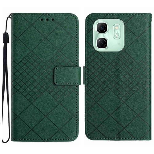 Funda de Cuero con Textura de Cuadrícula Rómbica para Infinix Hot 50I 4G (Verde)