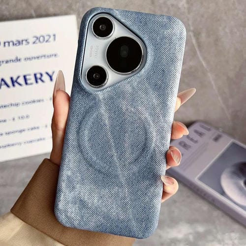 Funda Magnética de PC y PU para Huawei Pura 70 Denim Magsafe (Azul Grisáceo)