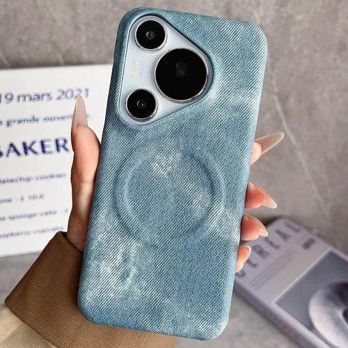 Funda Magnética PC y PU para Huawei Pura 70 Denim Magsafe (Azul Claro)