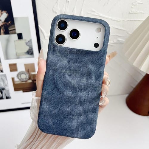 Funda magnética de PC y PU Denim MagSafe para iPhone 17 Pro Max (azul oscuro)