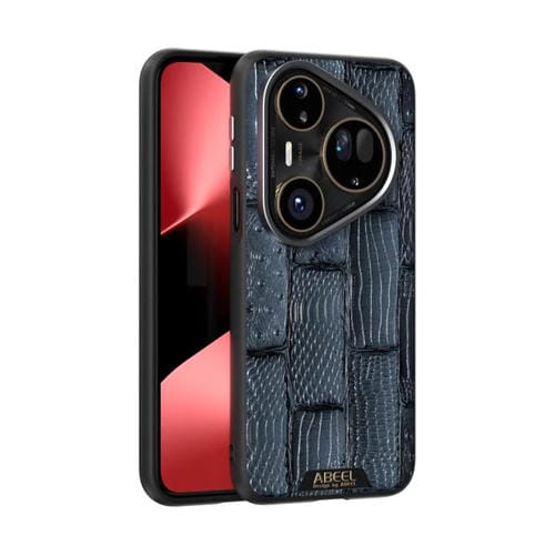 Funda de piel auténtica con micrograbado MagSafe 6D para Huawei Pura 80 Ultra 5G (azul)