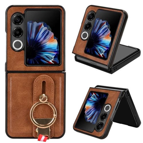 Funda Trasera de Cuero con Correa para ZTE Nubia Flip2 A404Zt (MarrĂłn)