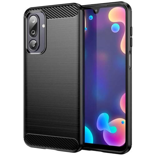 Funda de TPU con textura cepillada de fibra de carbono para Samsung Galaxy F16 5G (negra)