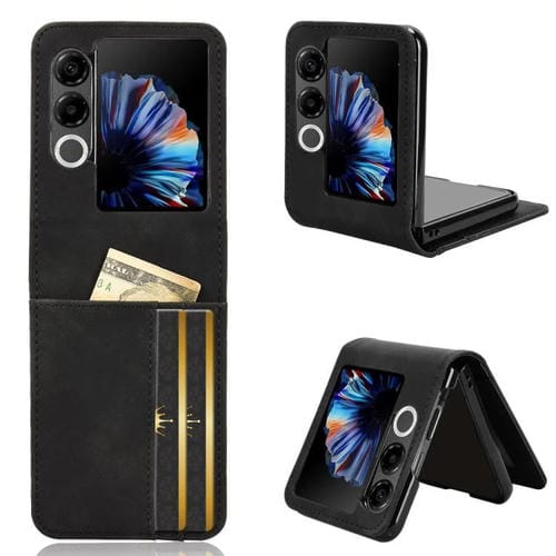 Funda Plegable ZTE Nubia Flip2 con Ranura para Tarjetas y Diseño de Piel (Negra)
