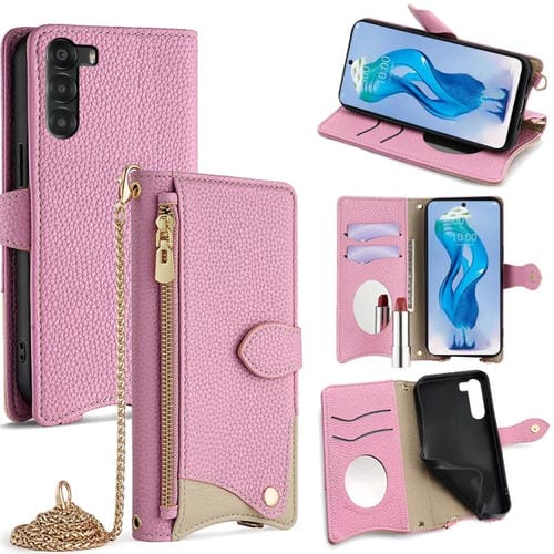 Funda de Cuero con Cadena Cruzada y Diseño de Cola de Pez para ZTE Nubia S 5G A403Zt (Rosa)