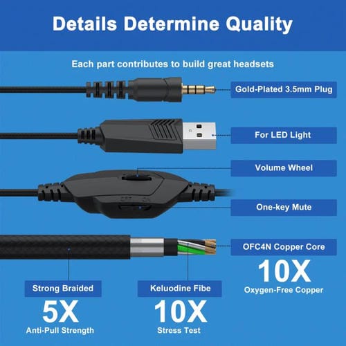 Auriculares Omnidireccionales Kotion Each GS450 con Micrófono para Deportes Electrónicos, Cable de 1,9 m (Negro)