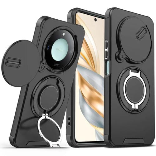 Funda Deslizante con Anillo Protector de Cámara para Honor X60 (Negra)