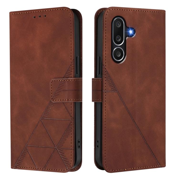 Funda de cuero con tapa y relieve 3D para Samsung Galaxy M56 5G (marrón)