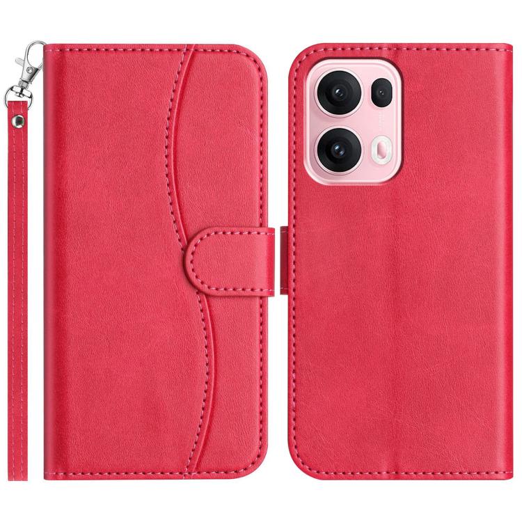 Funda de Cuero con Doble Pliegue En Forma de S para Oppo Reno13 Pro (Rosa)