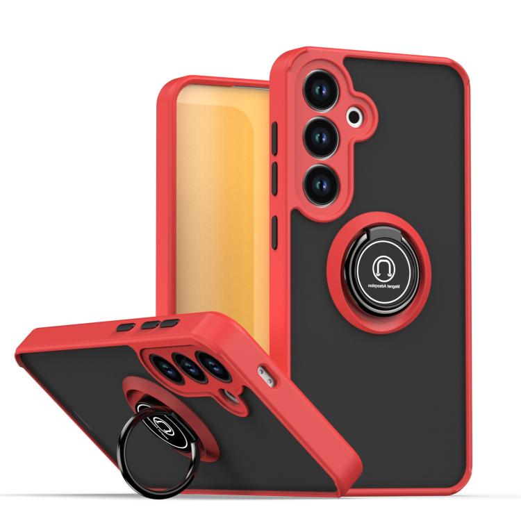 Funda de TPU + PC con anillo para Samsung Galaxy S25/S24 5G Q Shadow 1 Series (Rojo)