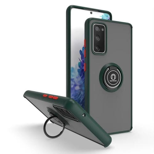 Funda de TPU + PC con anillo para Samsung Galaxy S20 FE 5G Q Shadow 1 Series (verde oscuro)