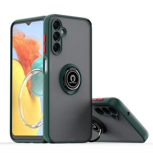Funda de TPU + PC con anillo para Samsung Galaxy M14 5G / F14 5G Q Shadow 1 Series (verde oscuro)