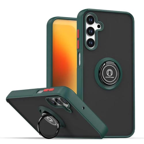 Funda de TPU + PC con aro para Samsung Galaxy M15 5G / F15 5G Q Shadow 1 Series (verde oscuro)