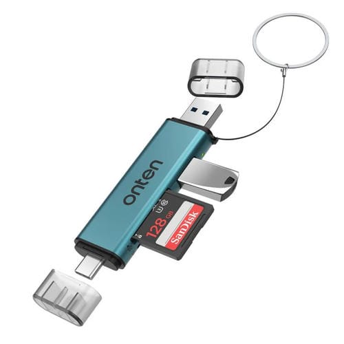 Adaptador Onten Otn-Cr537S 5 en 1 Tipo-C a USB con Lector de Tarjetas Micro SD/TF (Verde Pino)