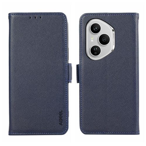 Funda de cuero con patrón de lichi y cierre magnético lateral para Honor 400 Pro Global (160,8 mm) (Azul)