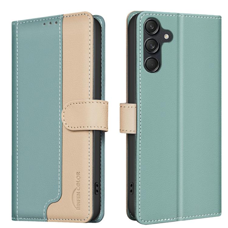 Funda de cuero antirrobo RFID a juego para Samsung Galaxy M36 5G (verde)