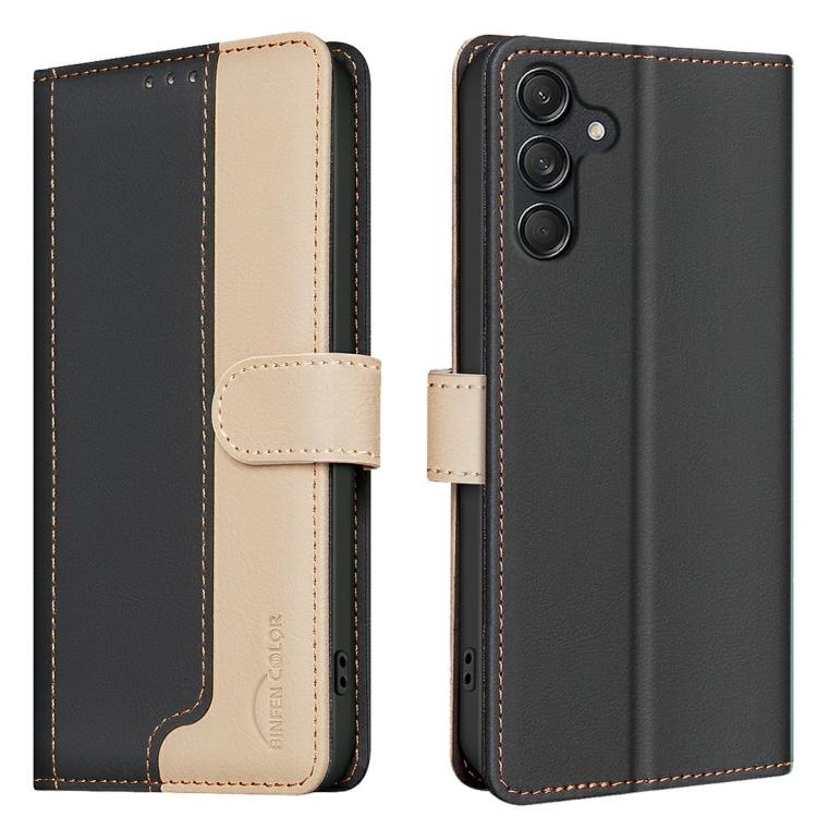 Funda de cuero antirrobo RFID a juego para Samsung Galaxy M36 5G (negra)