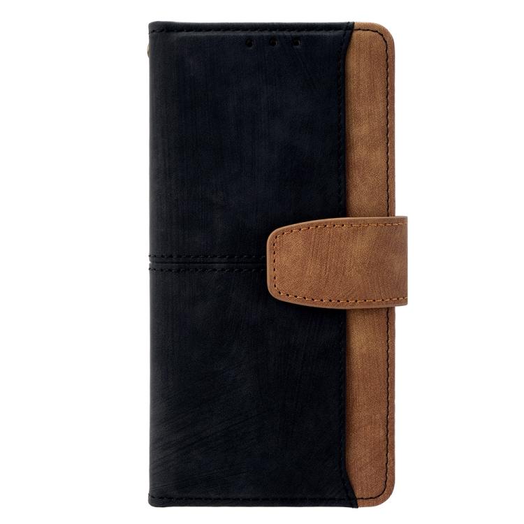 Funda de cuero con costuras de color y bloqueo RFID para Redmi Note 14S 4G (negro)